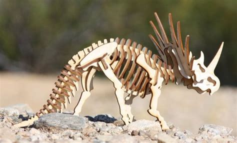 Styracosaurus Triceratops Wooden 3d Puzzle Model Skeleton Sculpture