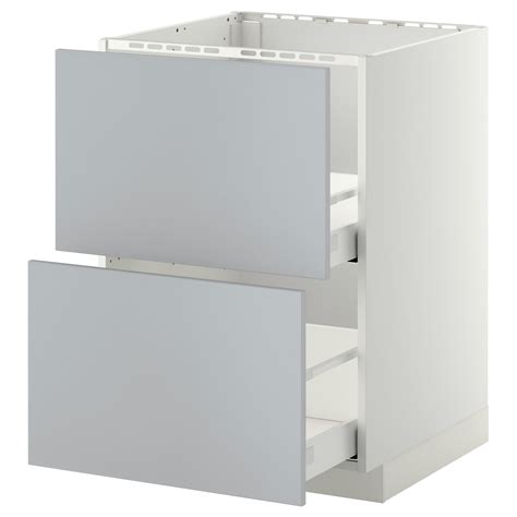 METOD / MAXIMERA Onderkast spoelbak+2 front/2 lades, wit, Veddinge grijs, 60x60 cm - IKEA