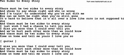 Willie Nelson song: Two Sides to Every Story, lyrics