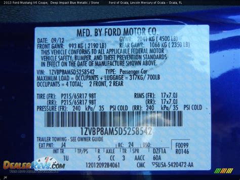 Ford Color Code J4 Deep Impact Blue Metallic