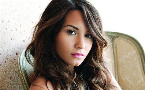 demi lovato women brunette long hair face looking at viewer dark eyes wallpaper coolwallpapers me