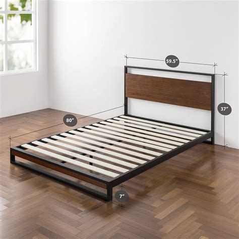 Zinus suzanne 37 inch metal and wood platform bed frame / solid wood & steel construction / no box spring needed / wood slat support / easy assembly, chestnut brown, queen 4.6 out of 5 stars 9,607 Amazon.com: Zinus Suzanne Metal and Wood Platform Bed with Headboard / Box Spring Optional ...
