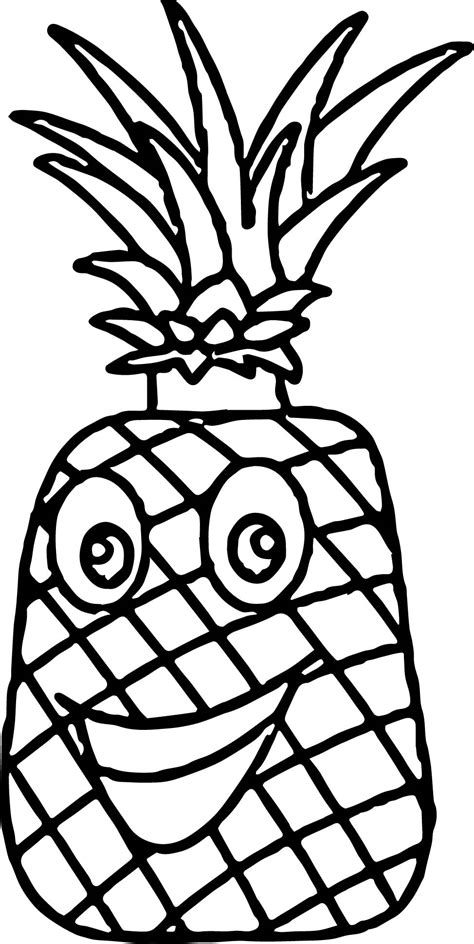 Pineapple Characters Cartoon Coloring Page
