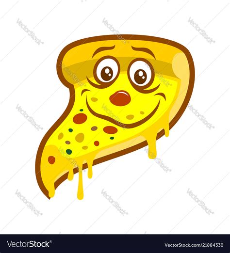 Cartoon Pizza Slice With Melted Cheese Character Vector Image