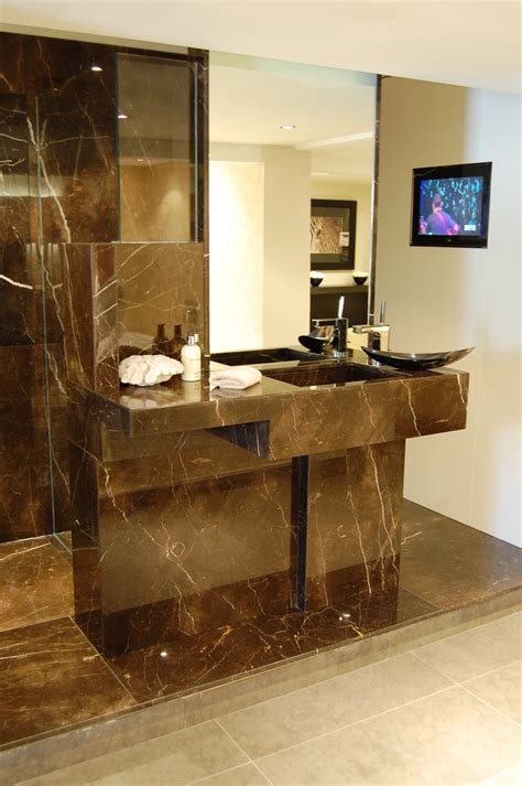 Shower And Vanity Console Showroom Display Contemporary Bathroom