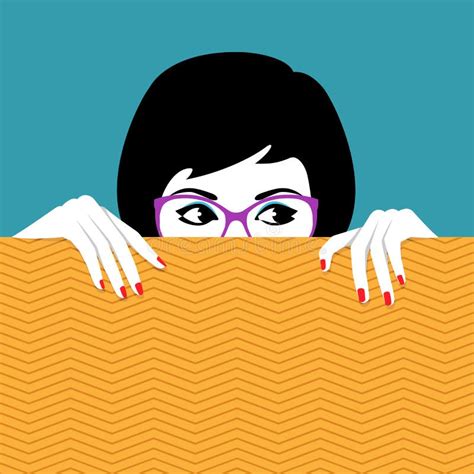 Woman Hiding Behind Wall A Watching Stock Vector Illustration Of