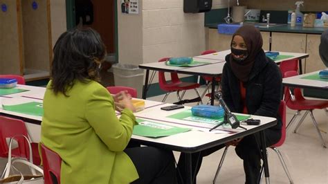 Rep Ilhan Omar Visits Neill Elementary To Discuss American Rescue Plan