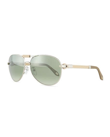 Givenchy Metal Aviator Sunglasses Silver