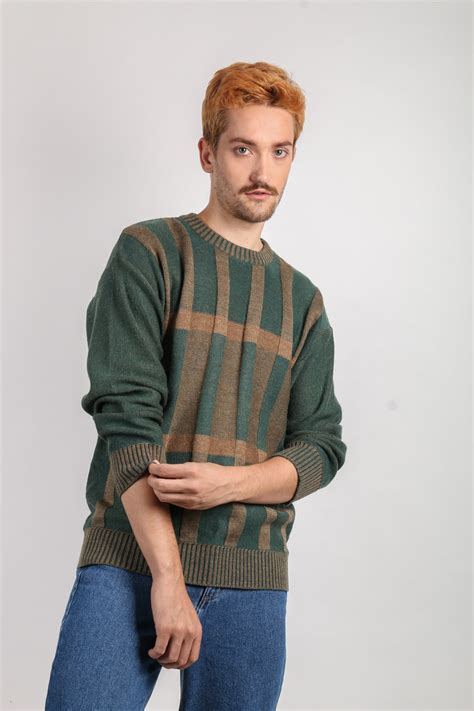 Garimpário Brechó Online Suéter Verde E Marrom Vintage