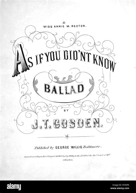 Sheet Music Cover Image Of The Song As If You Didnt Know Ballad