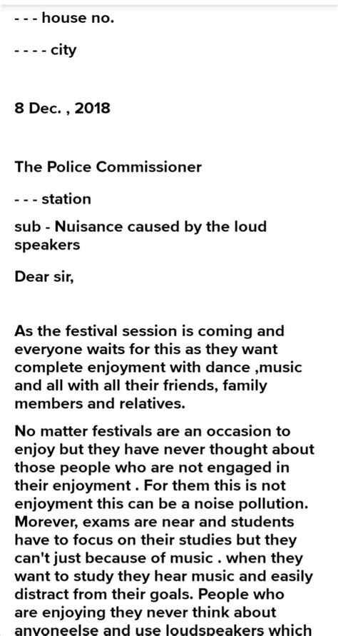 Write A Letter To The Police Commissioner Drawing Is Attention To