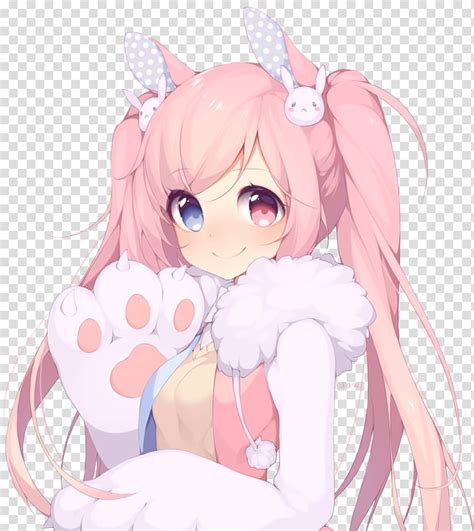 Ruokavalikko Anime Cute Kawaii Cat Girl Pink Hair Cat