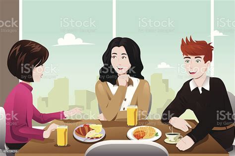 Business People Eating Together Stock Illustration Download Image Now