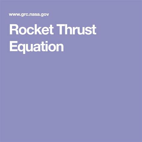 Rocket Thrust Equation Rocket Equation Physics