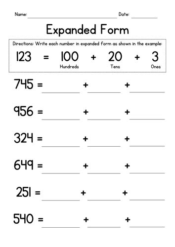 Expanded Form Worksheets Hundreds Tens And Ones Teaching Resources