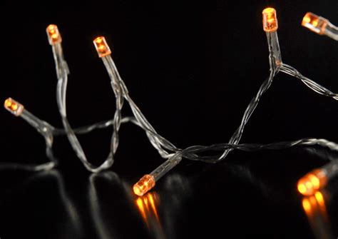 30 Led Amber Mini String Lights 108 Ft Clear Cord Battery Operated