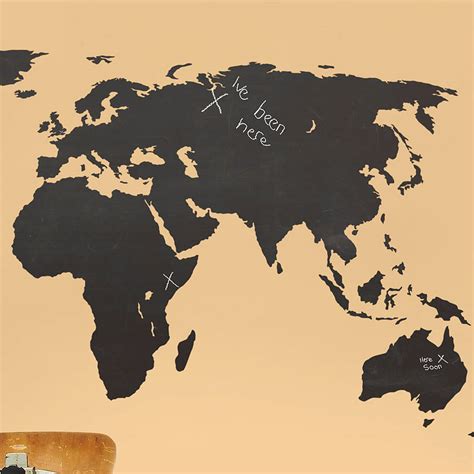 Chalkboard World Map Wall Sticker By The Binary Box