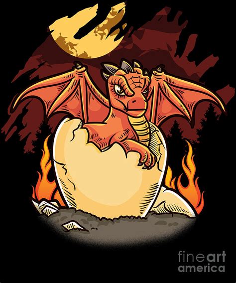 Adorable Baby Dragon Hatching Out Of A Dragon Egg Digital Art By The