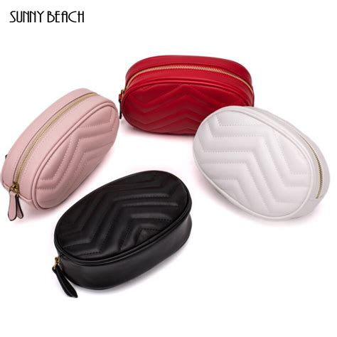 Luxury Design Women Pu Leather Waist Bag Female Oval Shape One Shoulder