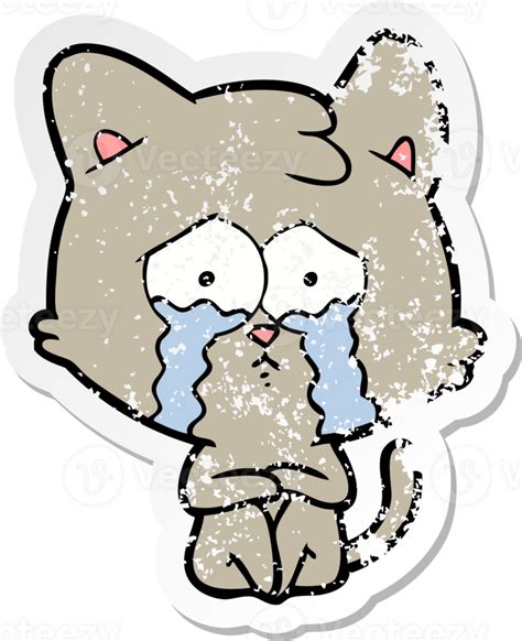 Pegatina Angustiada De Una Caricatura De Gato Llorando 45275717 Png