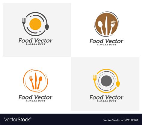 Set Creative Food Logo Design Restaurant Food Vector Image