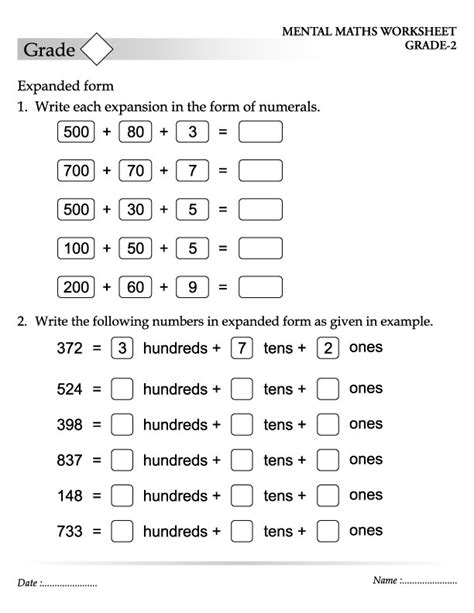 Expanded Form Worksheet Third Grade