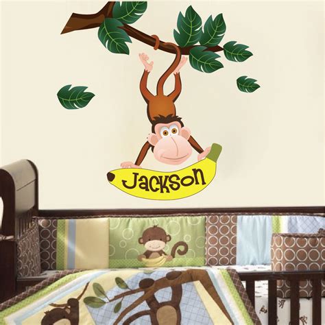 Monkey Name Wall Decal Nursery Wall Decal Murals Primedecals
