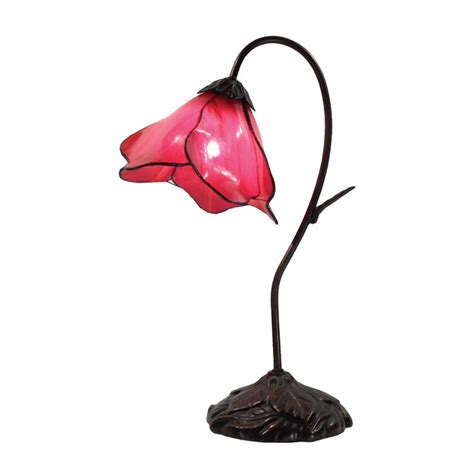 Lily Of The Valley Tiffany Style Stained Glass Flower Table Lamp Single Shade Pink