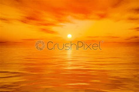 A Beautiful Golden Sunset At The Ocean Stock Photo Crushpixel