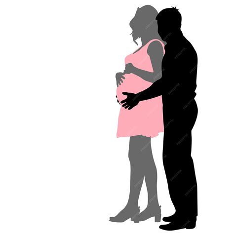 Premium Vector Silhouette Happy Pregnant Woman And Her Husband Vector Illustration
