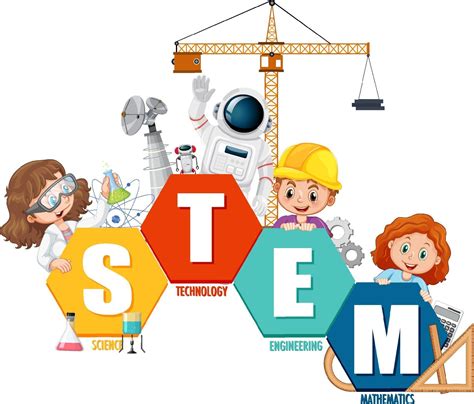 Stem Education Logo Banner With Kids Cartoon Character 3047934 Vector