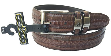 Stacy Adams Genuine Snakeskin And Croco Lizard Embossed Leather Belt