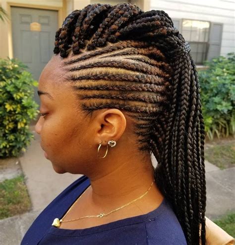 Box Braids And Cornrows Mohawk Box Braids Hairstyles Braided Mohawk Hairstyles Protective