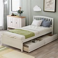 Twin Platform Storage Bed Wood Bed Frame With Two Drawers And Headboard ...