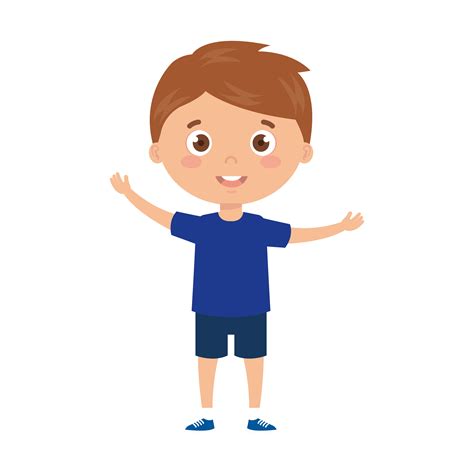 Cute Boy Standing On White Background 4477301 Vector Art At Vecteezy