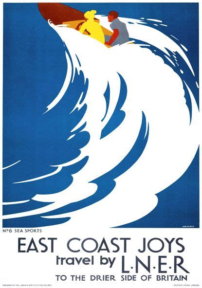 East Coast Joys No 6 Sea Sports Lner Vintage Travel Poster By Tom