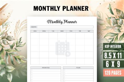 Monthly Planner Undated Monthly Planner Graphic By Vector Cafe Creative Fabrica