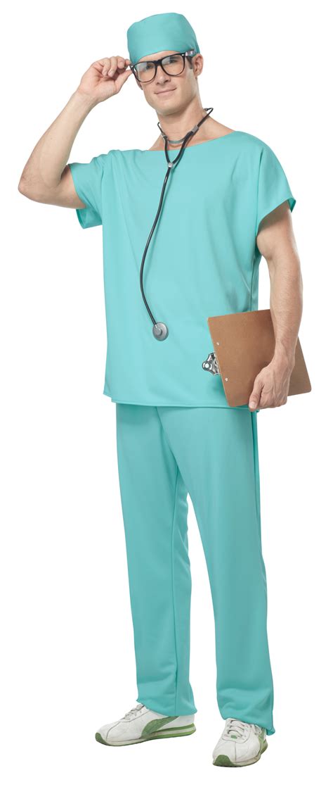 Mens Doctor Surgeon Nurse Scrubs Halloween Costume Set