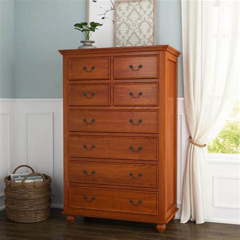 For even more surface and drawer area, long dressers are smart picks. Delanson Solid Mahogany Wood Tall Bedroom Dresser With 8 ...