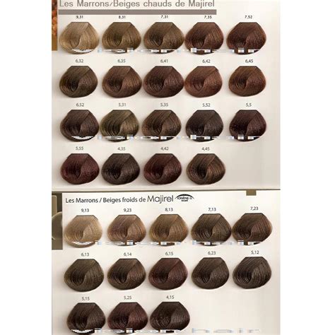 Loreal majirel color chart brown hair coloring. coloration cheveux majirel