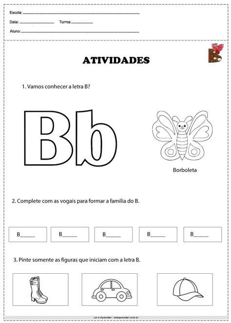 Atividades Com A Letra B Cubra O Pontilhado Educação E Word Search