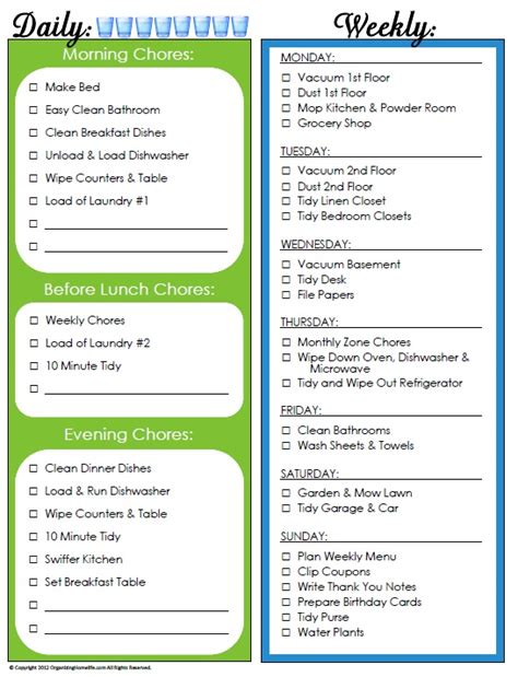 Household Weekly Chore Chart Free Pdf Download 12 Printable Samples