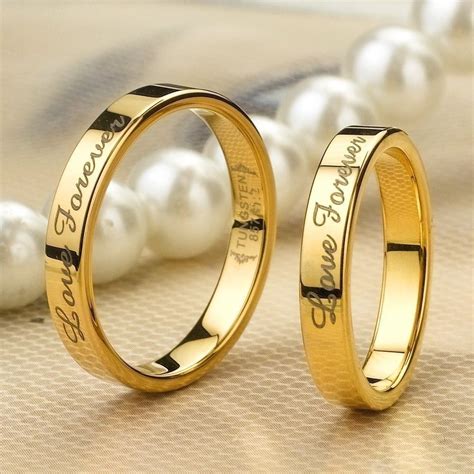 Love Forever Gold Tungsten Lover Rings For Couples Price For A Pair Couple Wedding Rings