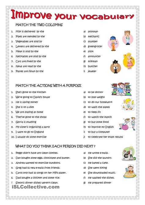 A Worksheet To Help You With Jobs Vocabulary Verbs And Tenses