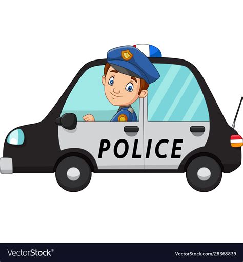 Cartoon Officer Police Driver Car Royalty Free Vector Image