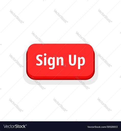 Red Sign Up Button Isolated On White Royalty Free Vector