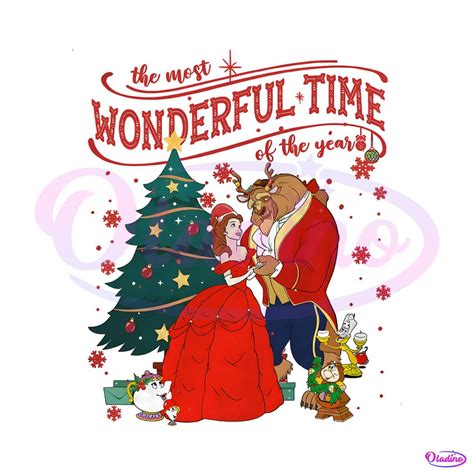 Vintage Disney Beauty And The Beast Christmas Png Download
