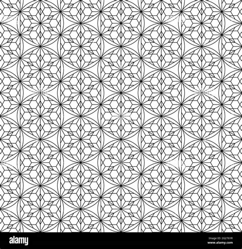 Japanese Seamless Kumiko Pattern In Black And Whitefine Lines Stock