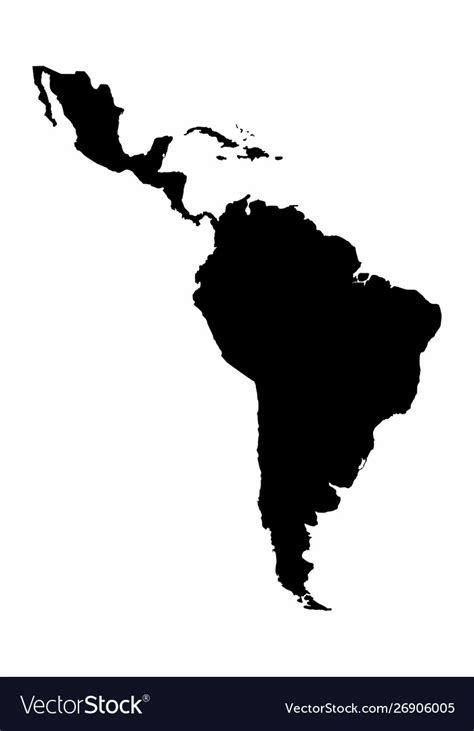 Latin America Silhouette Map Royalty Free Vector Image