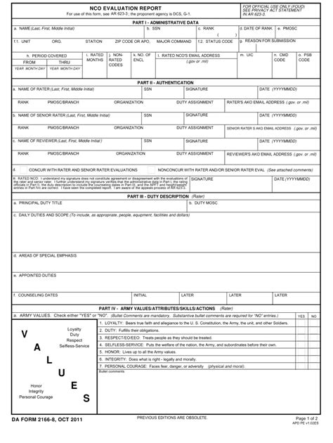 2011 2024 Form Da 2166 8 Fill Online Printable Fillable Blank
